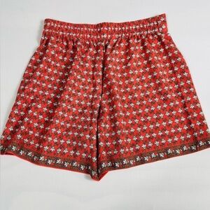 Max Studio Shorts Skort Coral Floral Print Elastic Waist Women’s XS S Rt $88
